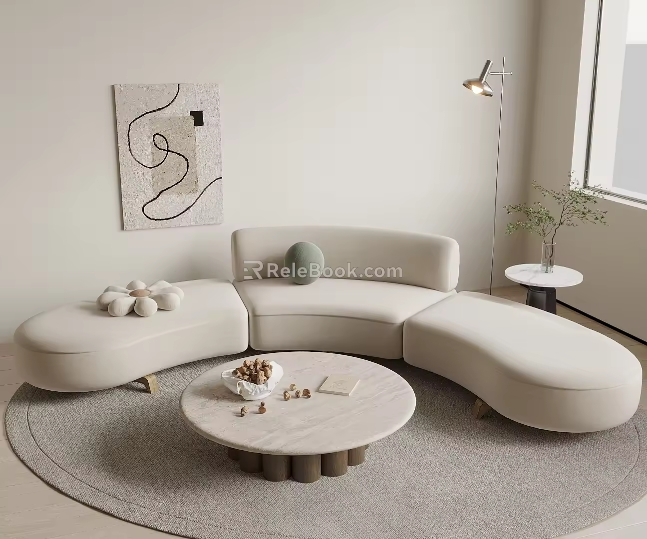 Modern Multiplayer Sofa Curved Sofa 3d model
