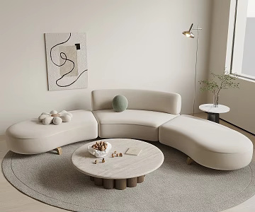 Modern Multiplayer Sofa Curved Sofa 3d model