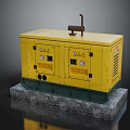 Yellow Industrial Generator With Concrete Base Control Panel And Exhaust Pipe 3d model