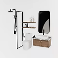 Modern Bathroom Vanity With Marble Countertop Wooden Cabinet Mirror Toilet And Shower