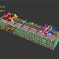 Industrial Metal Fence with Wheels Mechanical Structure Red Sign 2021 and Components