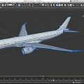 White Passenger Aircraft 3D Model With Extended Wings And Engines