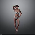 White Lingerie Model Posing With One Hand On Head And White Heels