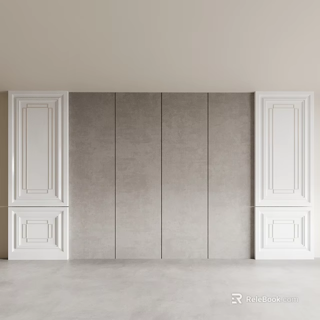 Modern Background Wall With White Decorative Side Panels And Gray Center Panels In Interior Design 3d model 