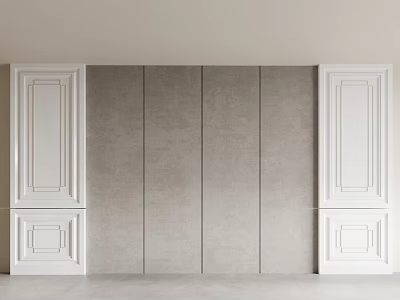 Modern Background Wall With White Decorative Side Panels And Gray Center Panels In Interior Design 3d model