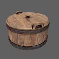 Rustic Wooden Kitchen Storage Bucket With Lid Metal Hoops And Handles