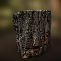 Close Up Of Tree Stump With Visible Annual Rings Green Moss And Textured Bark