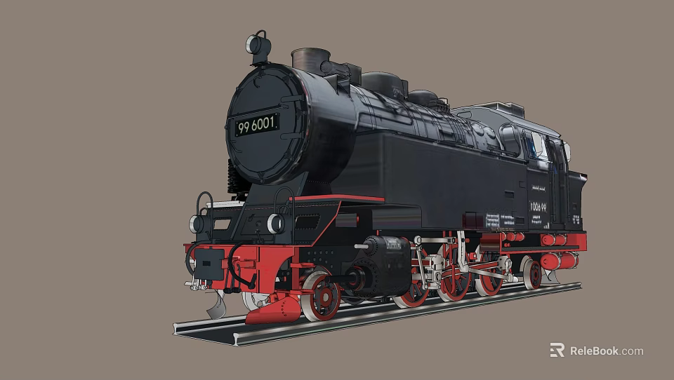 Vintage Black Steam Train SY001 Locomotive with Red Wheels Classic Design 3d model 