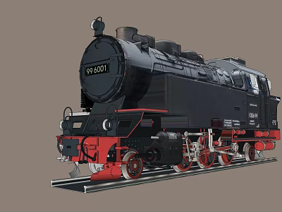 Vintage Black Steam Train SY001 Locomotive with Red Wheels Classic Design 3d model