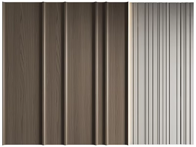 Modern Wall Decor Design With Vertical Wooden And Metallic Striped Panels For Home Interior 3d model