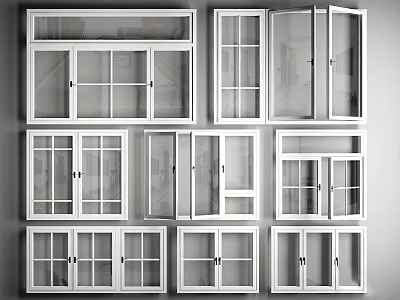 White Window Collection With Various Styles And Designs For Home Decoration 3d model