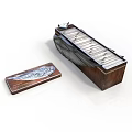 Wooden Musical Instrument Dulcimer With Strings And Decorative Box Featuring Wing Design