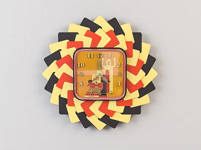 Modern clock cartoon children wall clock 3d model