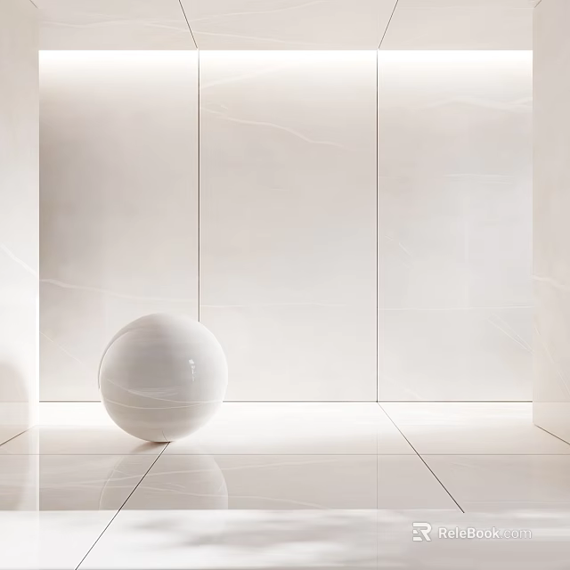 White Marble Wall Panels And Floor Tiles With Decorative Sphere In Modern Interior 3d model 