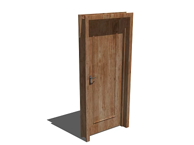 Single Wooden Swing Door With Frame And Metal Handle For Home Interior 3d model