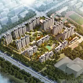 Aerial Planning of Modern Residential Complex With High Rise Buildings Central Green Spaces and Roads