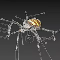 Yellow White and Brown Striped Spider With Long Legs On Dark Background