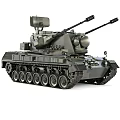 Military Tank with Dual Cannons Top Mounted Equipment Camouflage Finish and Track System