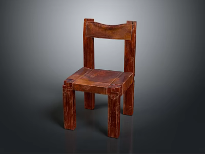 Simple Wooden Chair Design With Natural Wood Backrest And Square Seat 3d model