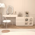 Elegant Modern Dressing Table With Open Drawers Cosmetics Mirror And Decorative Items 3d model