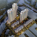 Architectural Model Featuring Tall Buildings Low Rise Structures Greenery And Roads