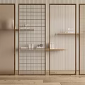 Modern Room Dividers With Metal Frames Grid Design Translucent Panels And Decorative Shelves