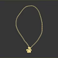Gold Chain Necklace With Cute Teddy Bear Pendant For Fashion Accessory