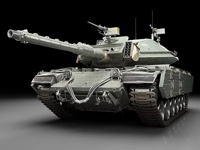 Modern Main Battle Tank With Armored Turret Cannon Barrel And Heavy Tracks 3d model