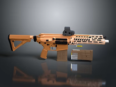 Modern Orange Tactical Rifle With Scope Magazines And Tactical Design 3d model
