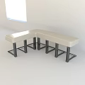 Beige L Shaped Booth Sofa with Black Metal Legs in Modern Minimalist Room