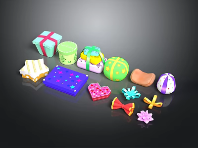 Cartoon Style Easter Gift Easter Egg Gift Box Gift Bag Star Gift Box Heart Shape Gift Box Flower Gift Box Striped Egg Easter Scene 3d model