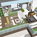 Outdoor Garden Landscape Design With Wooden Deck Green Plants And Leisure Seating