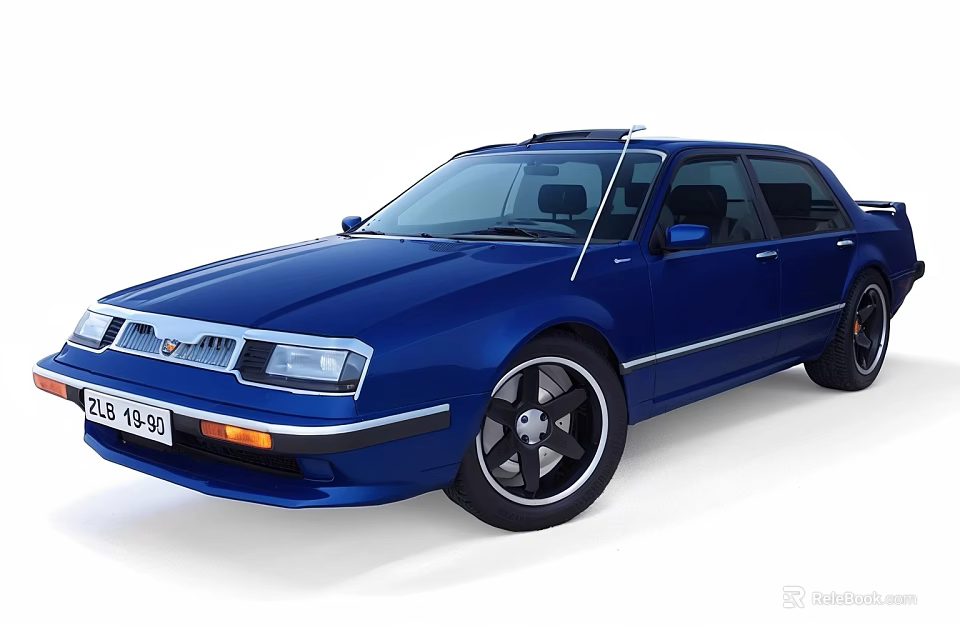 Blue Classic Sedan Car With Black Wheels And Vintage Exterior Design 3d model 