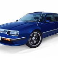 Blue Classic Sedan Car With Black Wheels And Vintage Exterior Design
