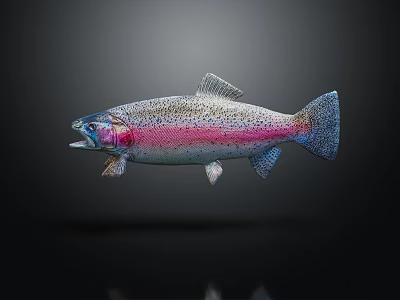 Vibrant Rainbow Trout With Pink And Blue Hues And Spotted Pattern 3d model
