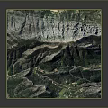 Detailed 3D Mountain Terrain Model With Lush Green Vegetation And Winding Paths