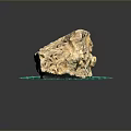 Natural Wooden Stone Block With Textured Surface On Green Grid Mat