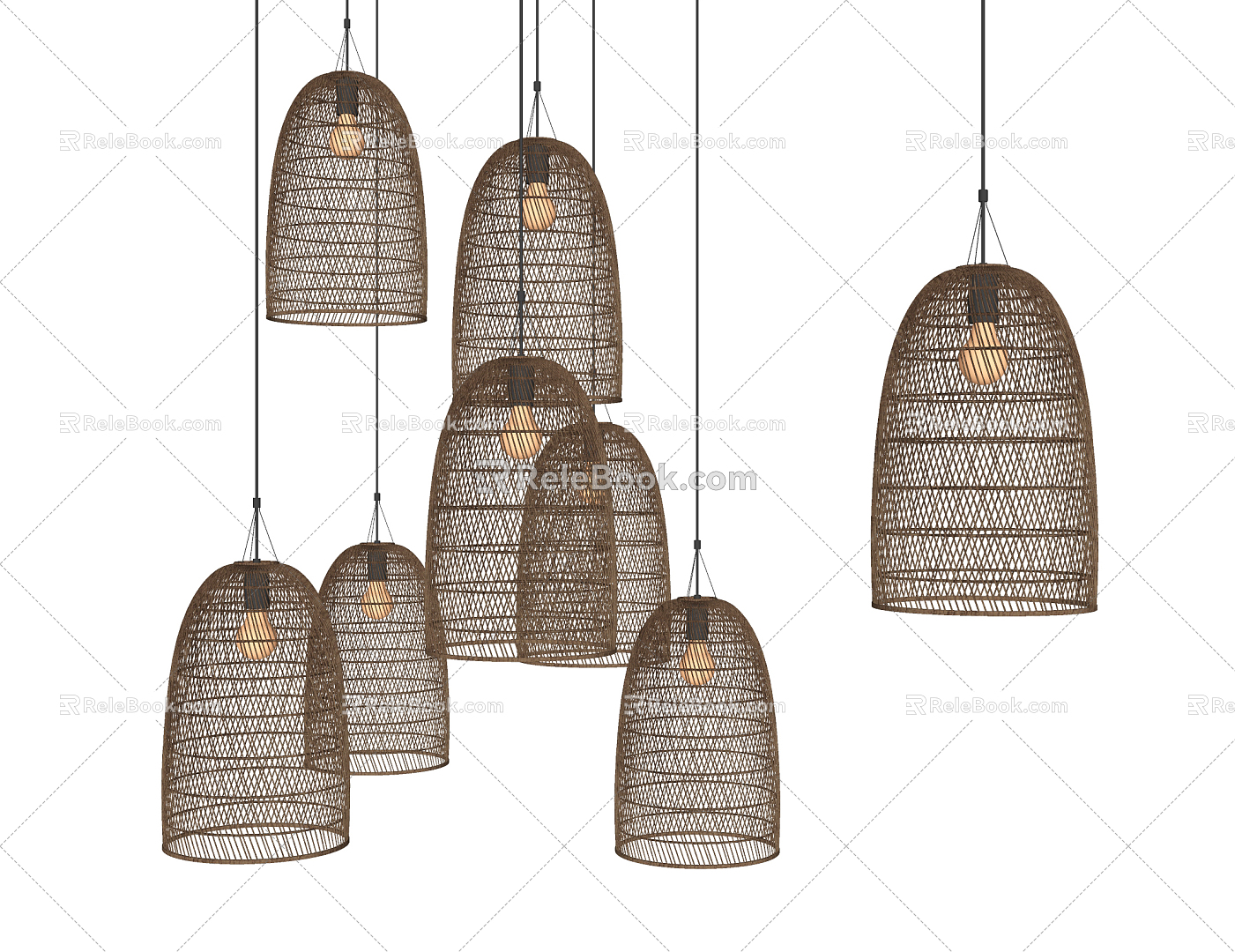 New Chinese Chandelier Bamboo Chandelier 3d model