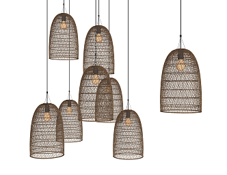 New Chinese Chandelier Bamboo Chandelier 3d model