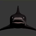 Realistic Dark Shark 3D Model With Detailed Fins And Gray Background Reflection