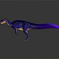 Vibrant Blue Purple And Yellow Dinosaur Figure Standing On Reflective Surface