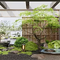New Chinese style landscape sketch courtyard landscape 3d model