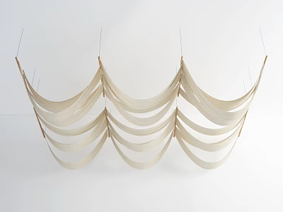 Elegant Beige Wavy Curved Ceiling Drapery Decorative Design On White Background 3d model