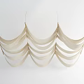 Elegant Beige Wavy Curved Ceiling Drapery Decorative Design On White Background