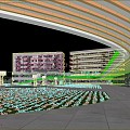 Modern school wind and rain corridor football field teaching building student dormitory library 3d model