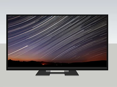 Modern Flat Screen TV Displaying Star Trails Over Mountain Sunset Scene 3d model