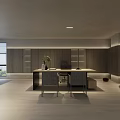 Modern Office Interior Design With Large Windows Wooden Desk And Leather Chair