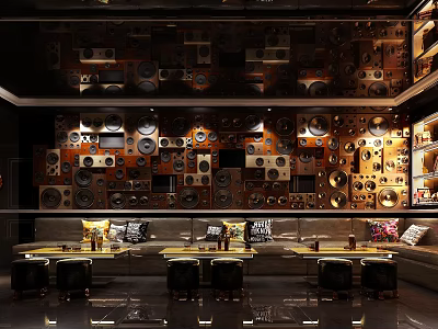 Stylish KTV Lounge Interior With Decorative Wall Panels And Comfortable Sofa Seating 3d model