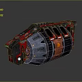 Futuristic Sci Fi Weapon With Red Black Orange Mechanical Structure And Metallic Circular Components 3d model