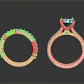 Elegant Rose Gold Rings Featuring Diamond Centerpiece And Decorative Band